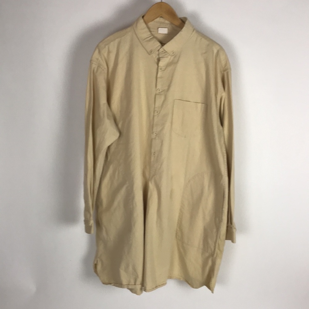 RTH Mens Long Denim pullover shirt button front long size Size 2 Oversized